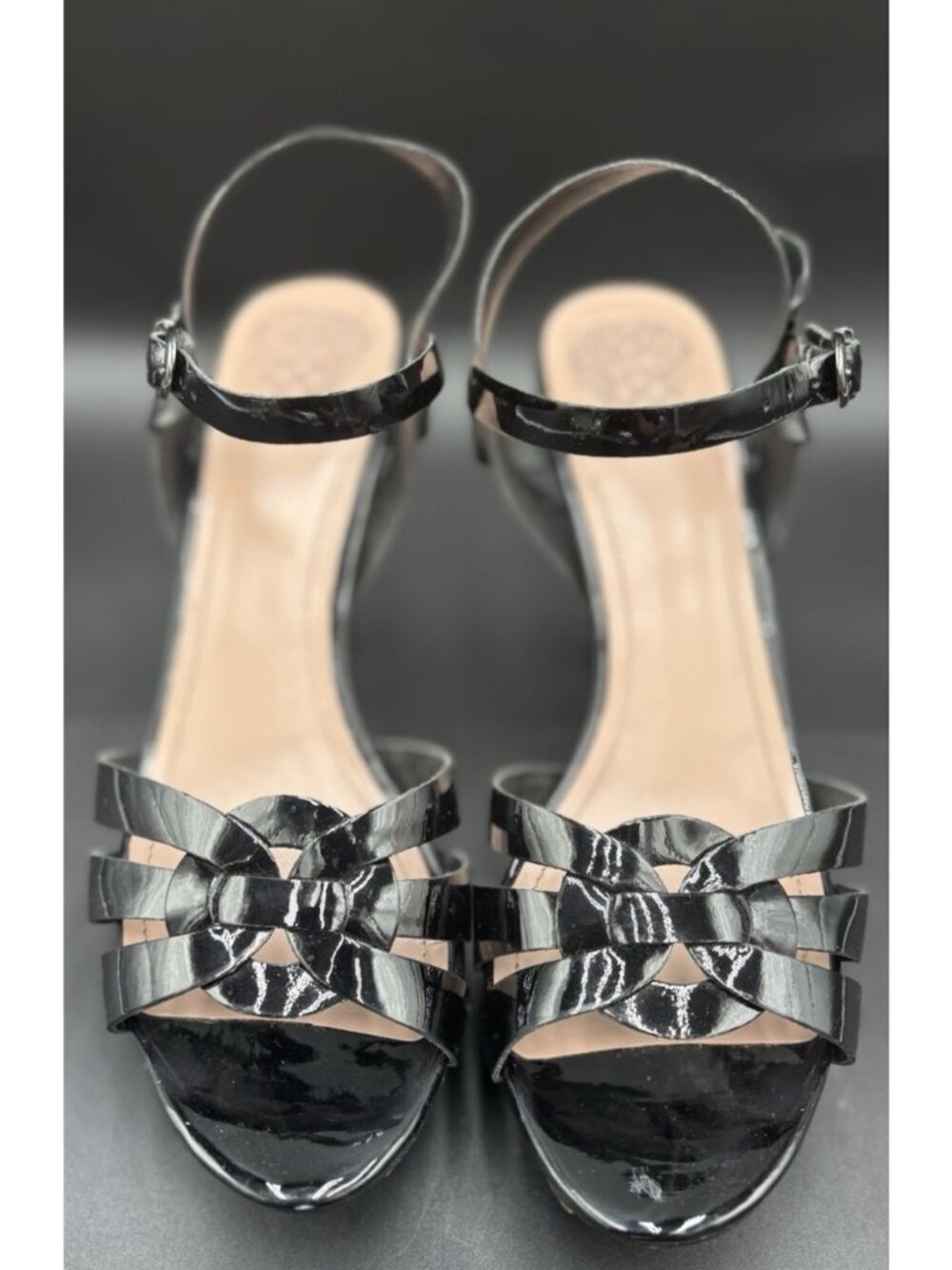Women' Pumps High Heel Shoes Size 9.5M Vince Camuto Black Toleo Dress Sandals - Picture 6 of 16
